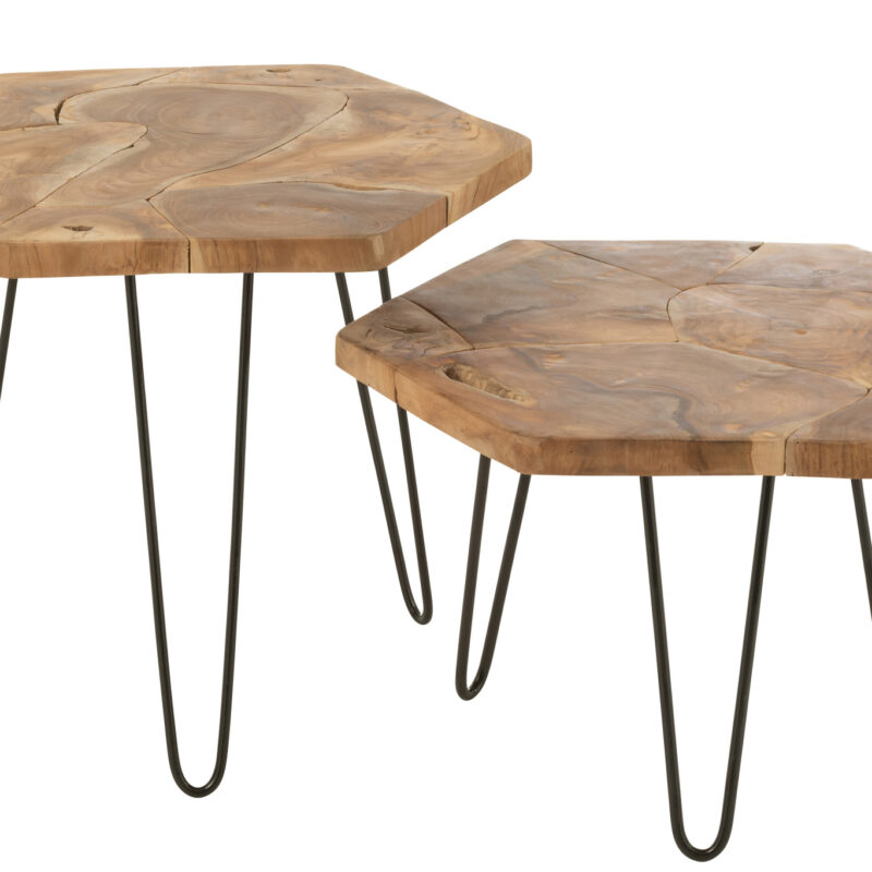 Set aus 2 Beistelltischen Sechseck